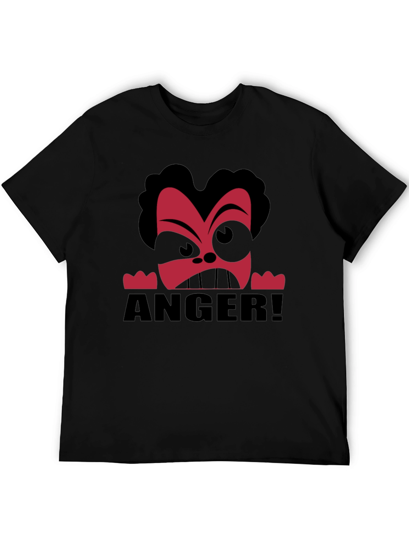 Anger Cartoon Graphic Black T-Shirt