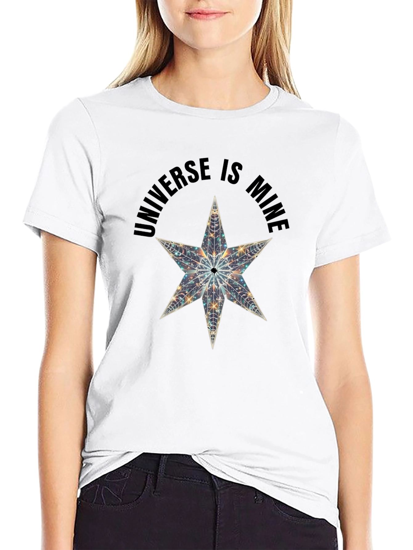 Universe is Mine Star Graphic Black T-Shirt