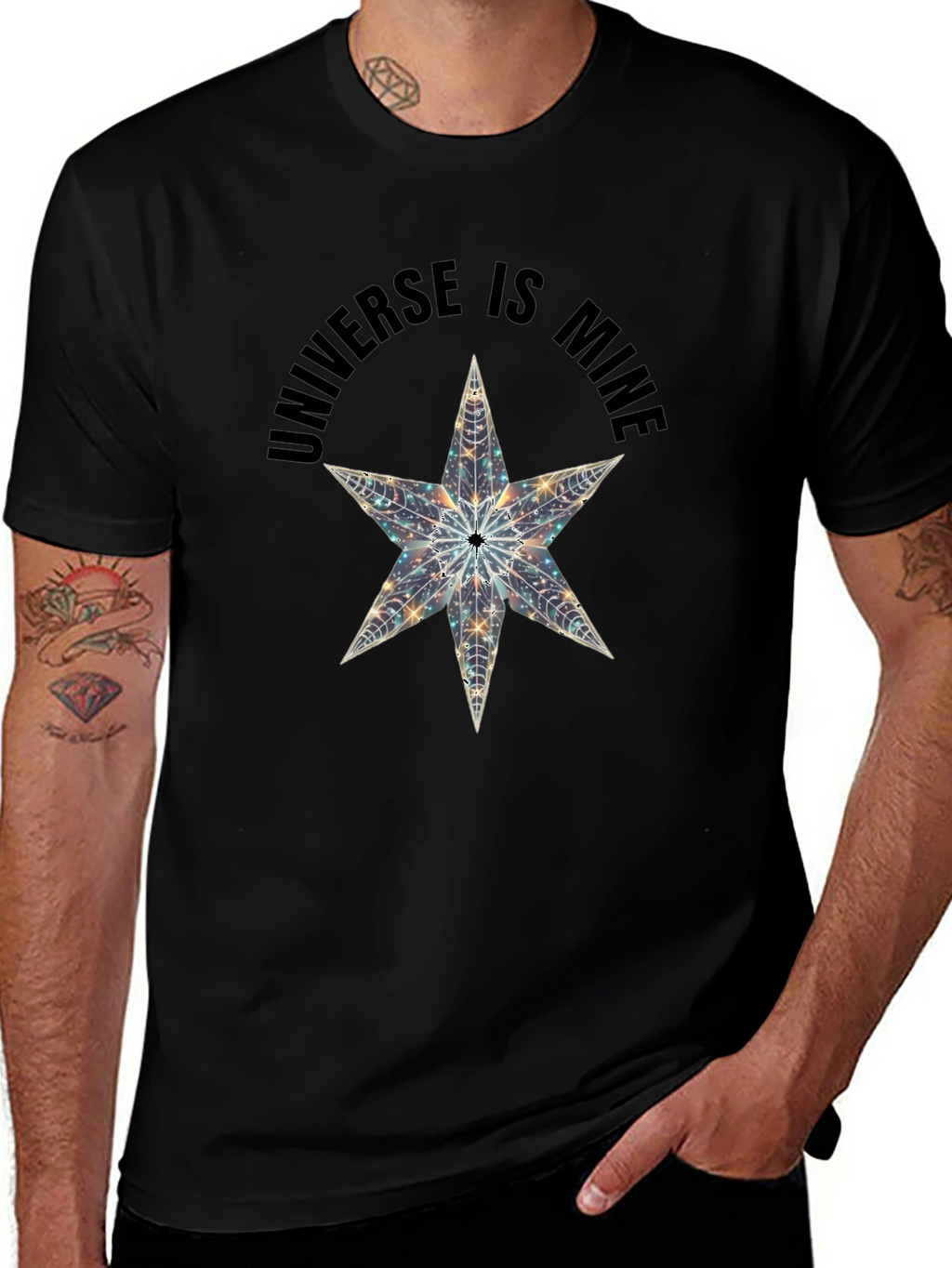 Universe is Mine Star Graphic Black T-Shirt