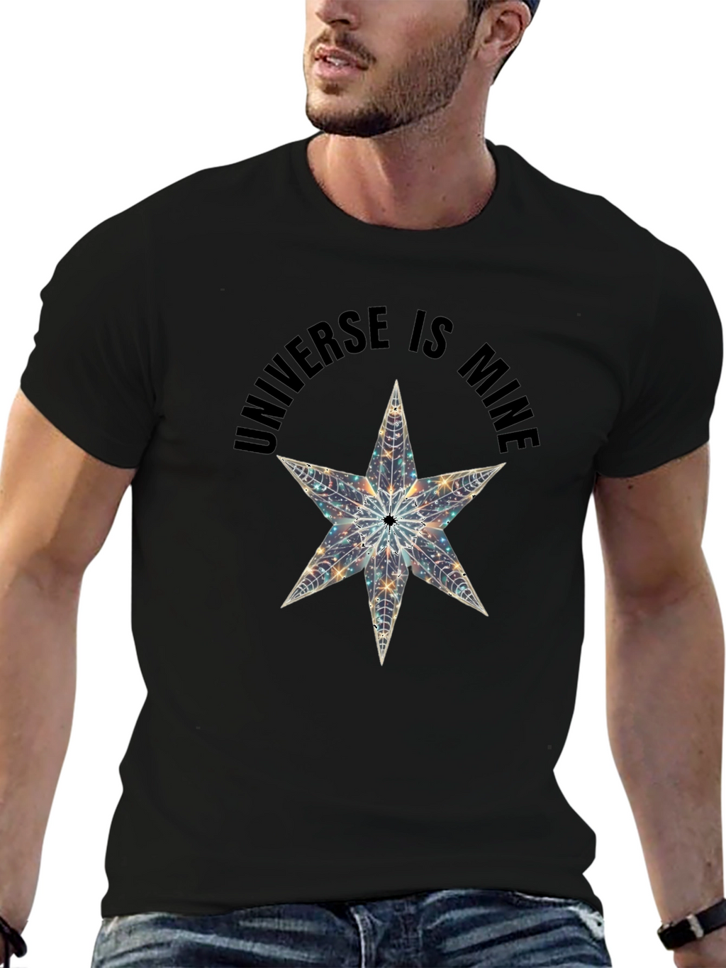 Universe is Mine Star Graphic Black T-Shirt