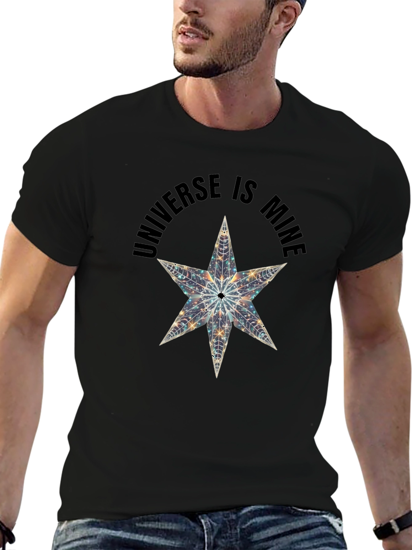 Universe is Mine Star Graphic Black T-Shirt