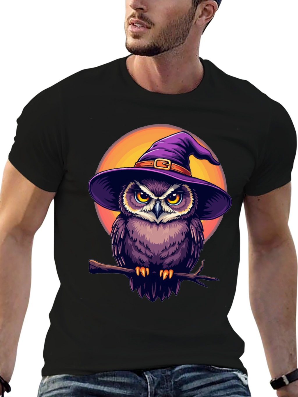 Witch Owl Graphic T-Shirt - Halloween Apparel