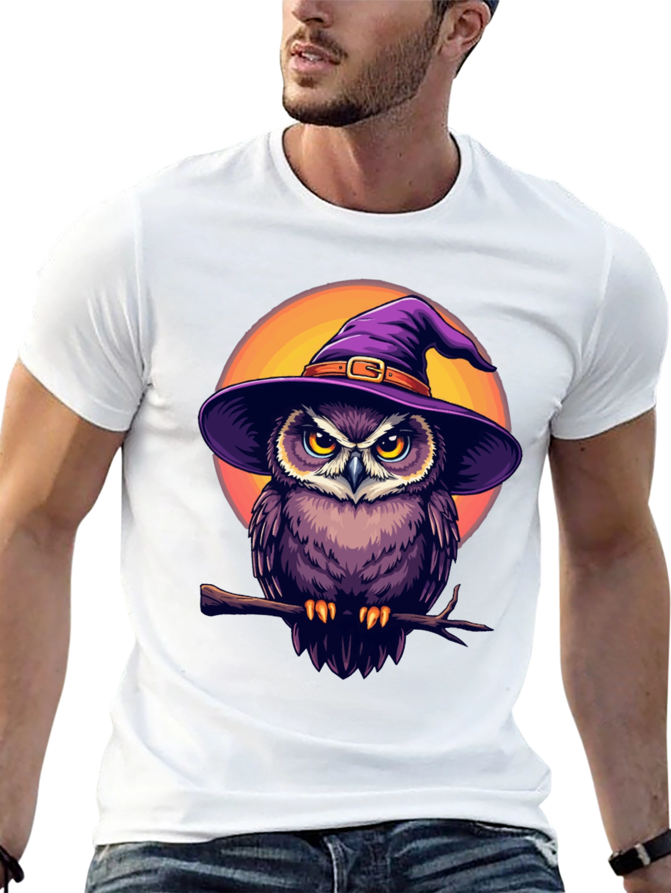 Witch Owl Graphic T-Shirt - Halloween Apparel