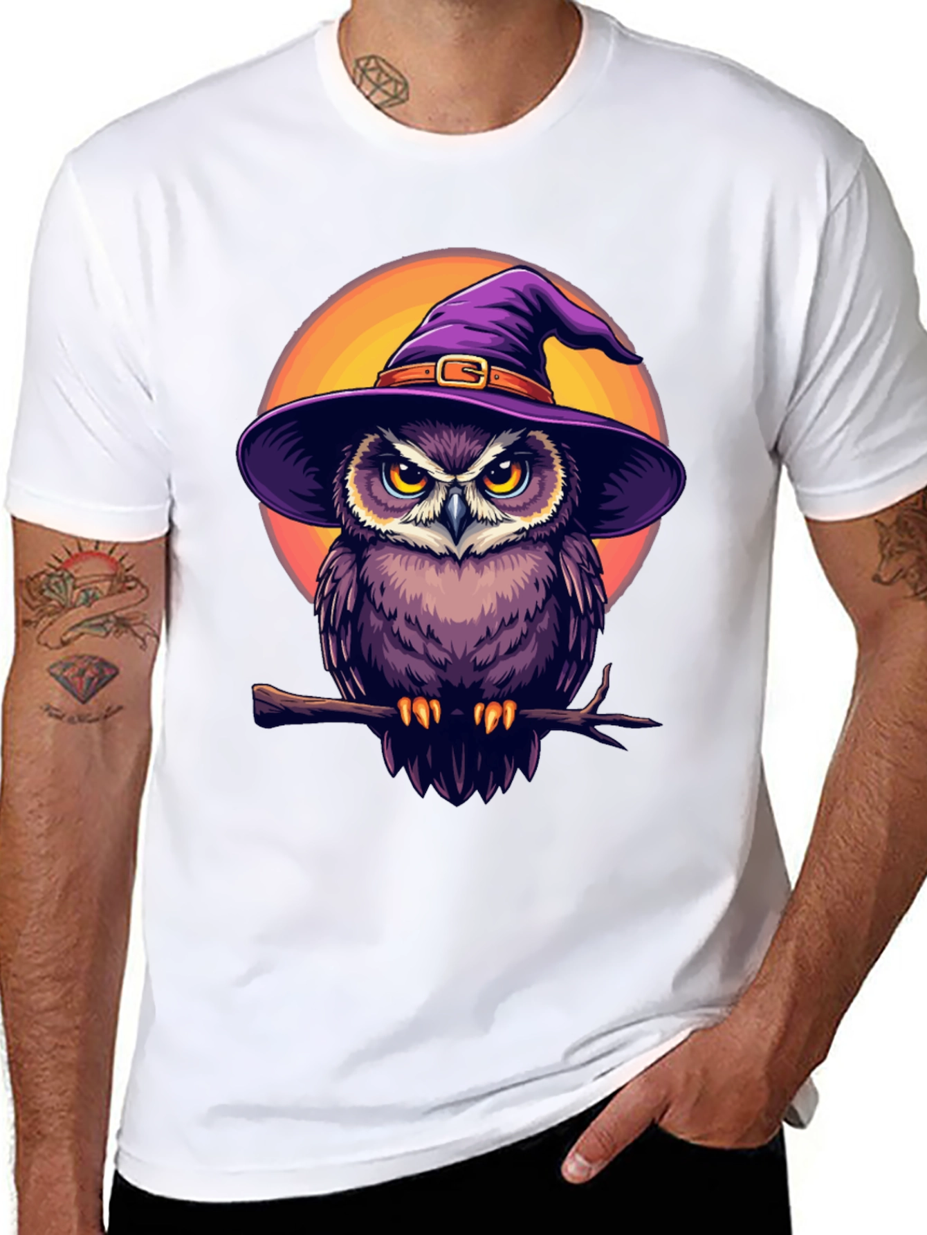 Witch Owl Graphic T-Shirt - Halloween Apparel