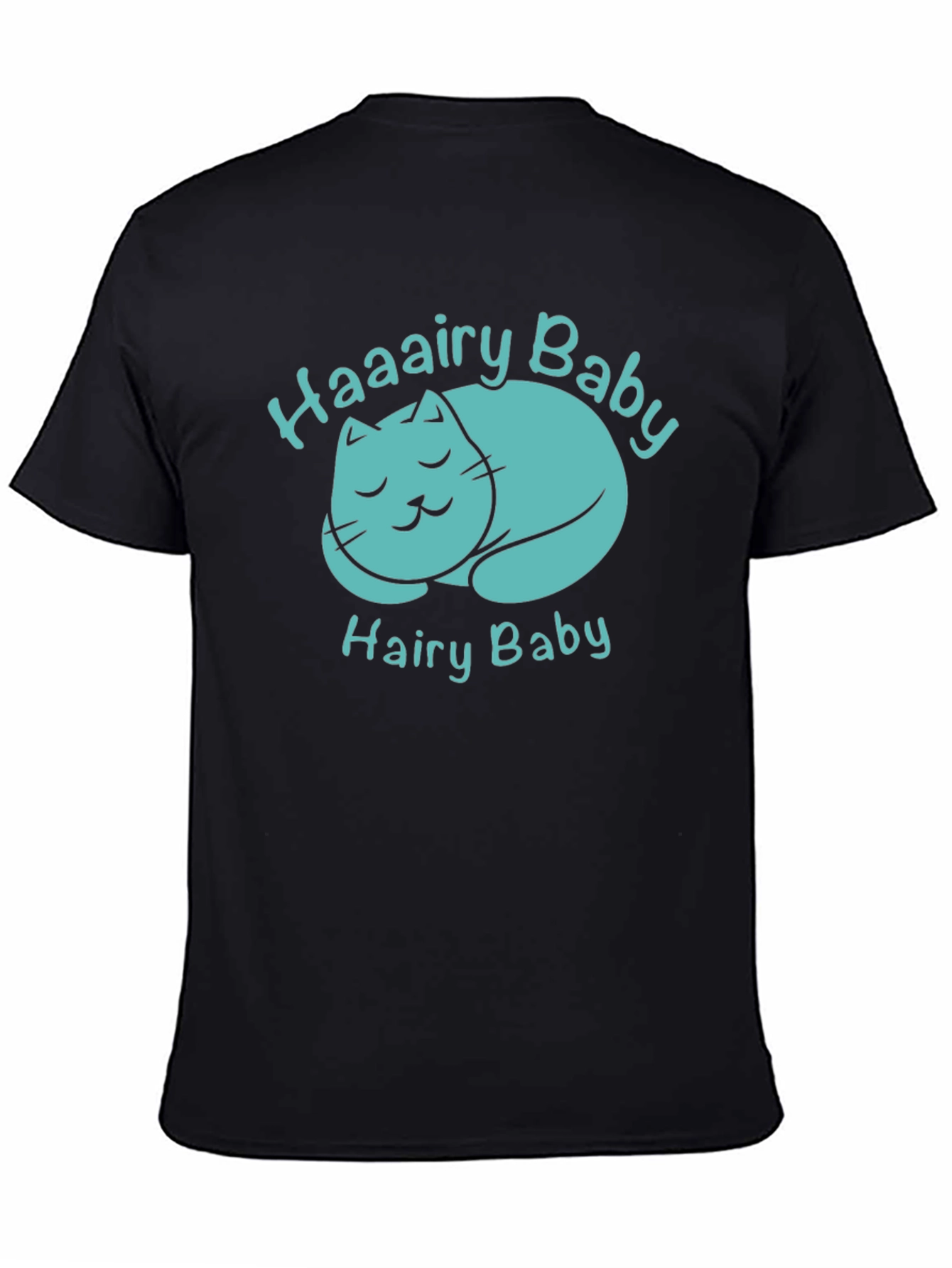 Haaairy Baby Cat Graphic Tee - Black