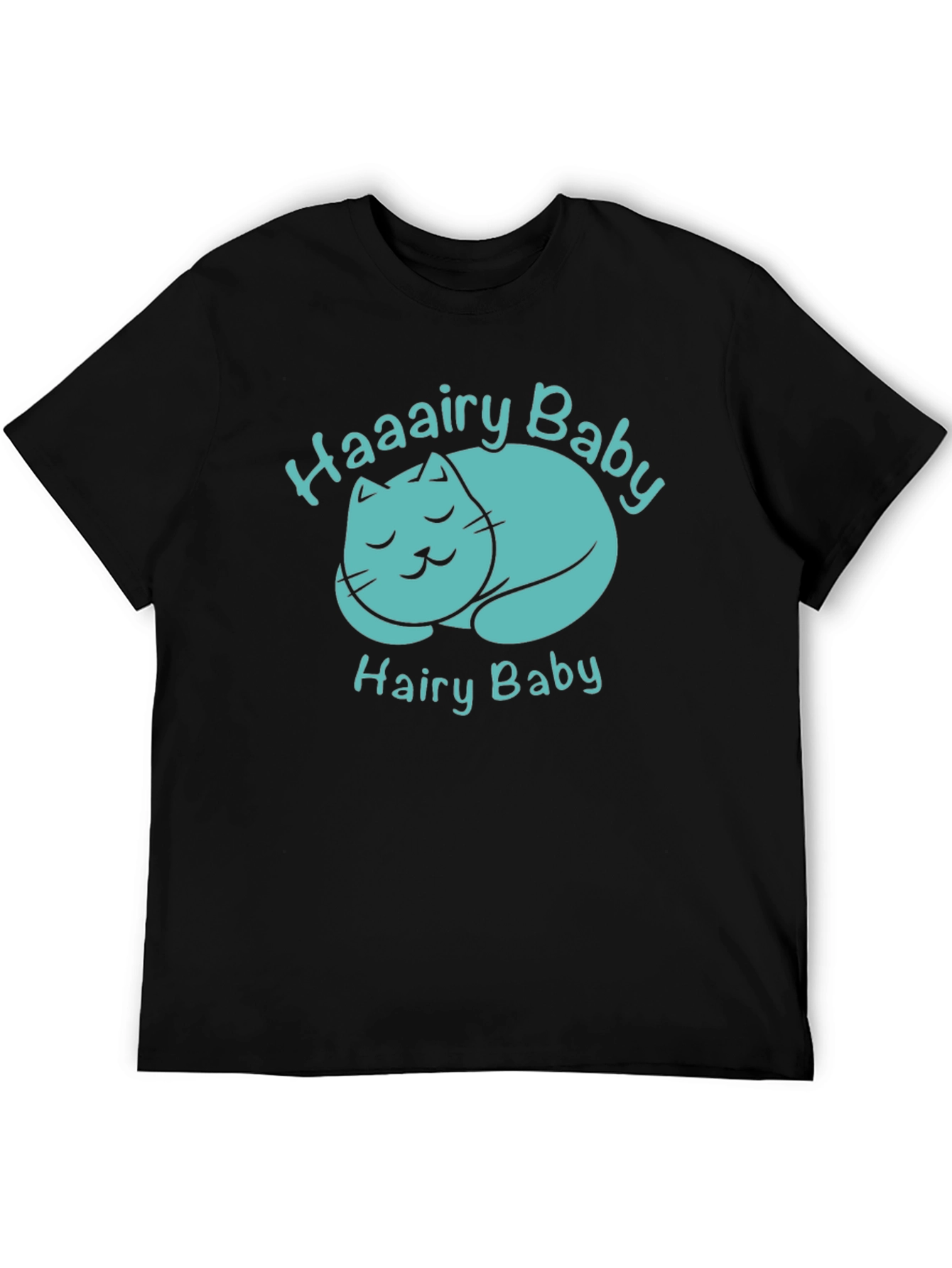 Haaairy Baby Cat Graphic Tee - Black