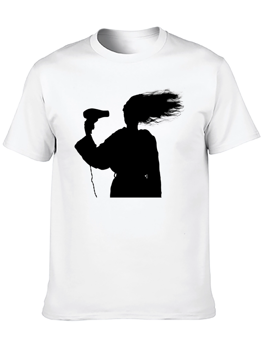 Silhouette Hair Dryer T-Shirt - Black Unisex Tee