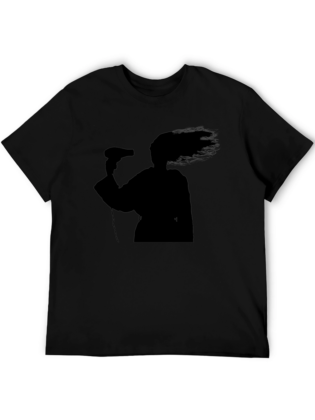 Silhouette Hair Dryer T-Shirt - Black Unisex Tee