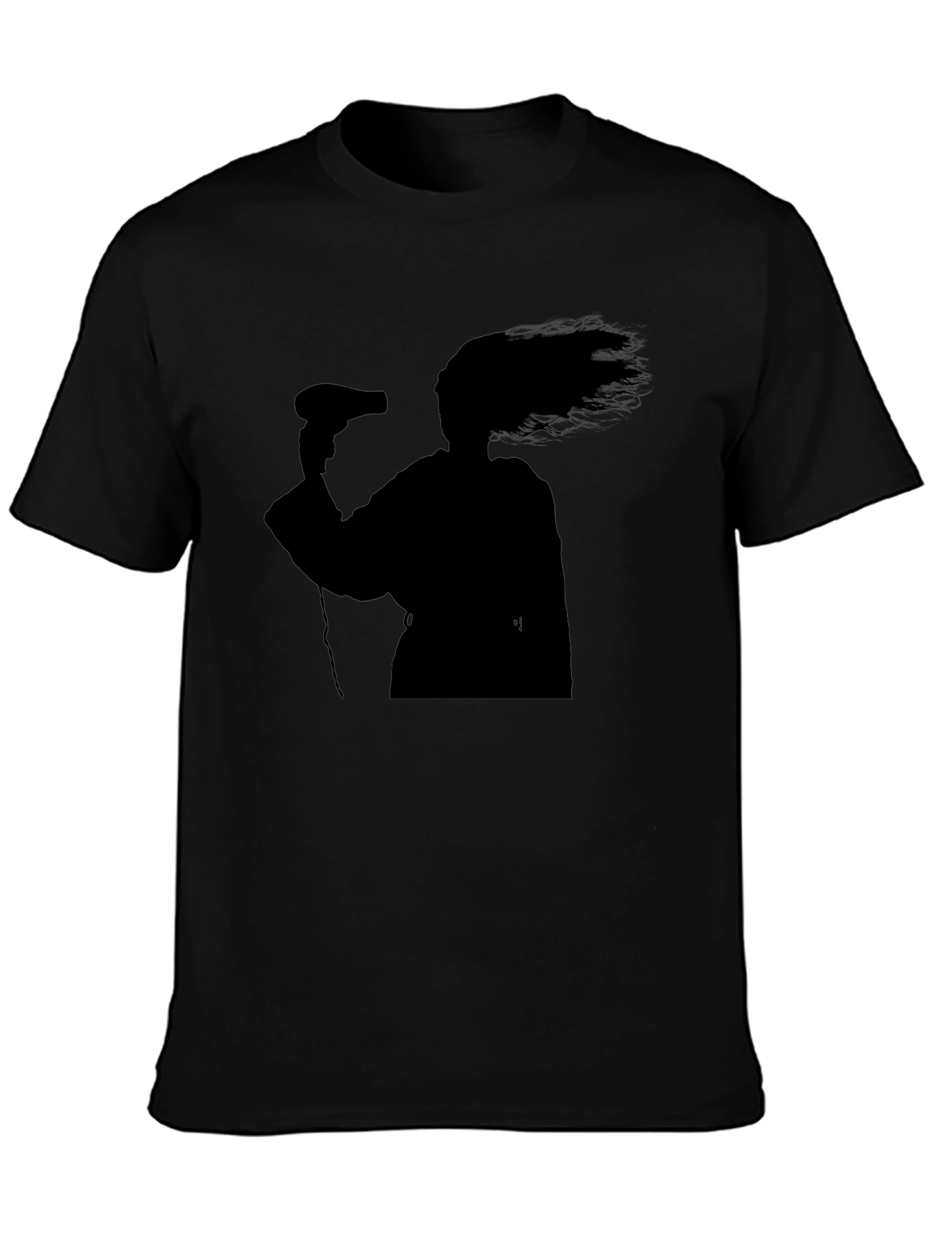 Silhouette Hair Dryer T-Shirt - Black Unisex Tee