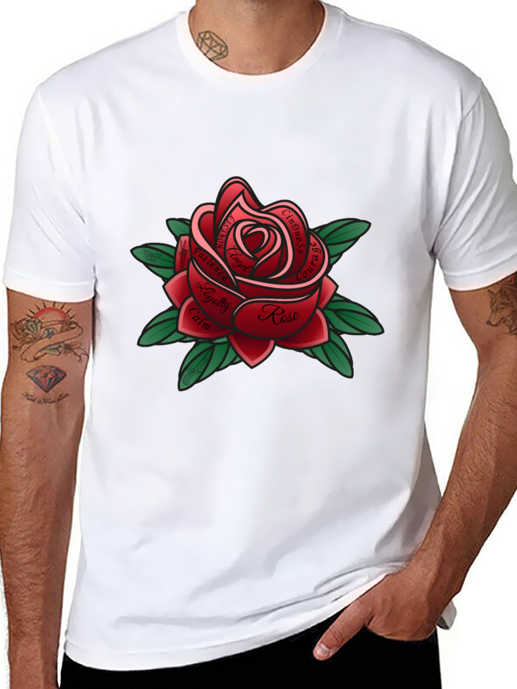 Rose Tattoo Style Graphic Tee - Black