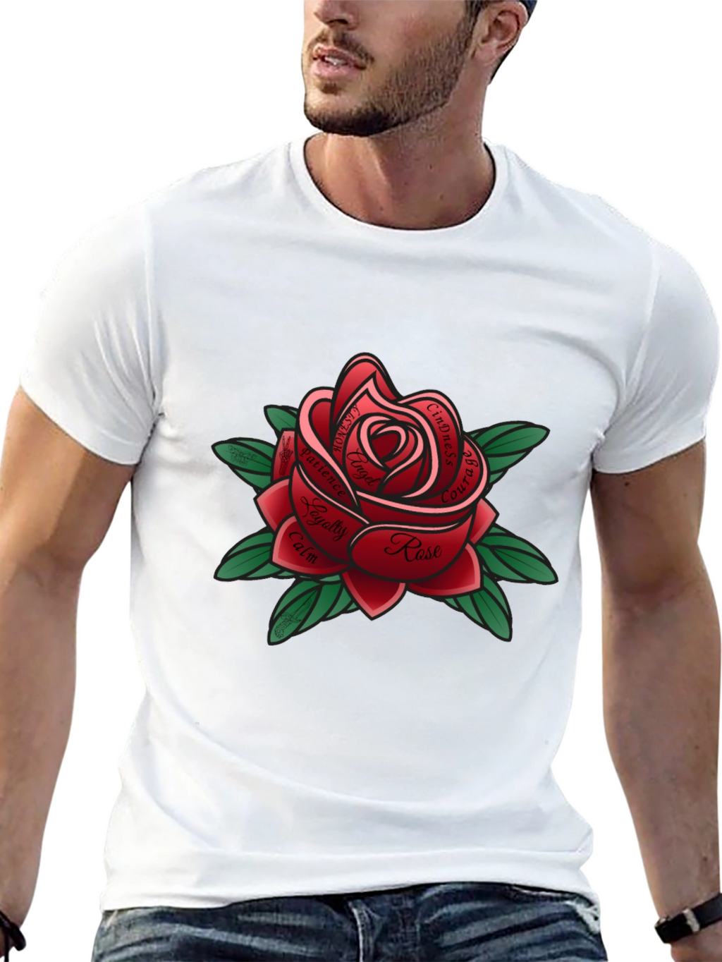 Rose Tattoo Style Graphic Tee - Black