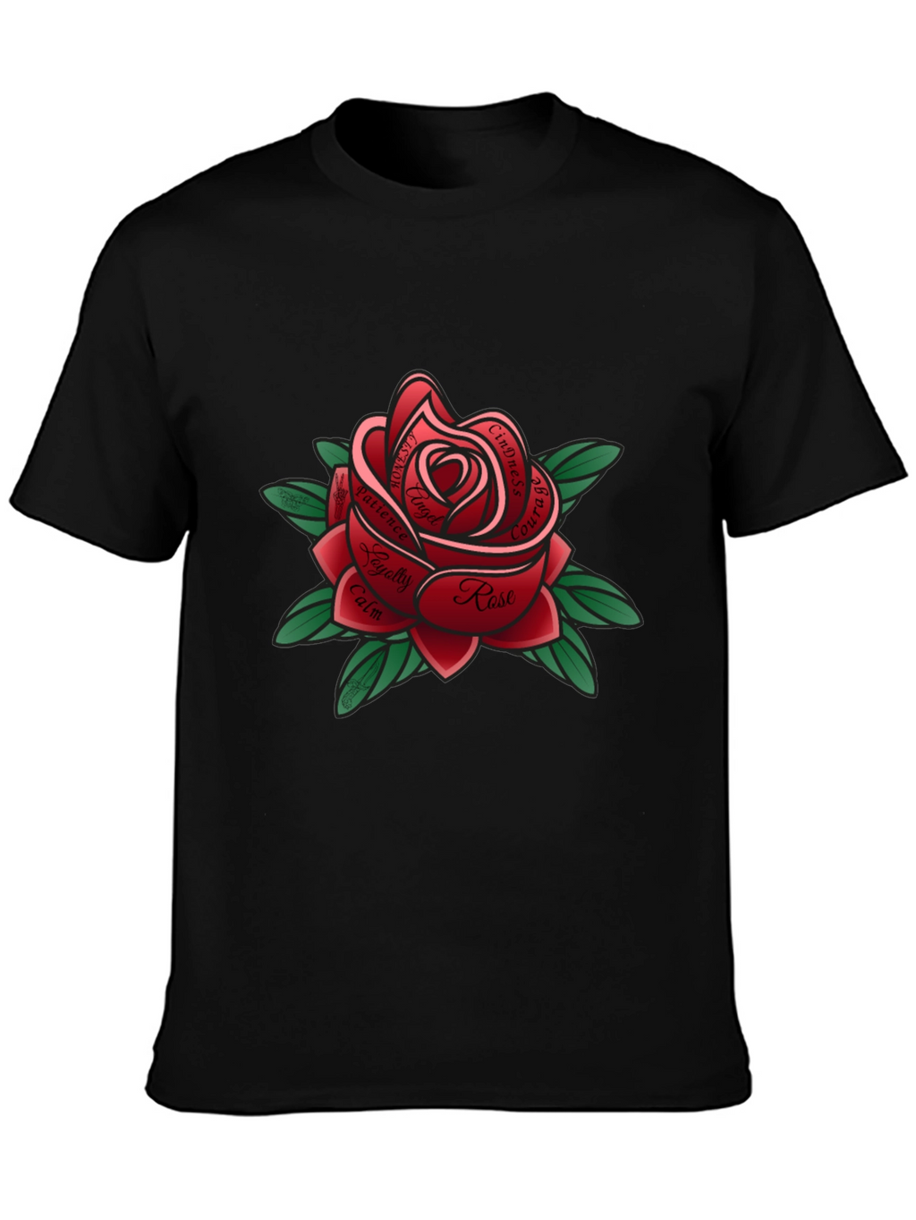 Rose Tattoo Style Graphic Tee - Black