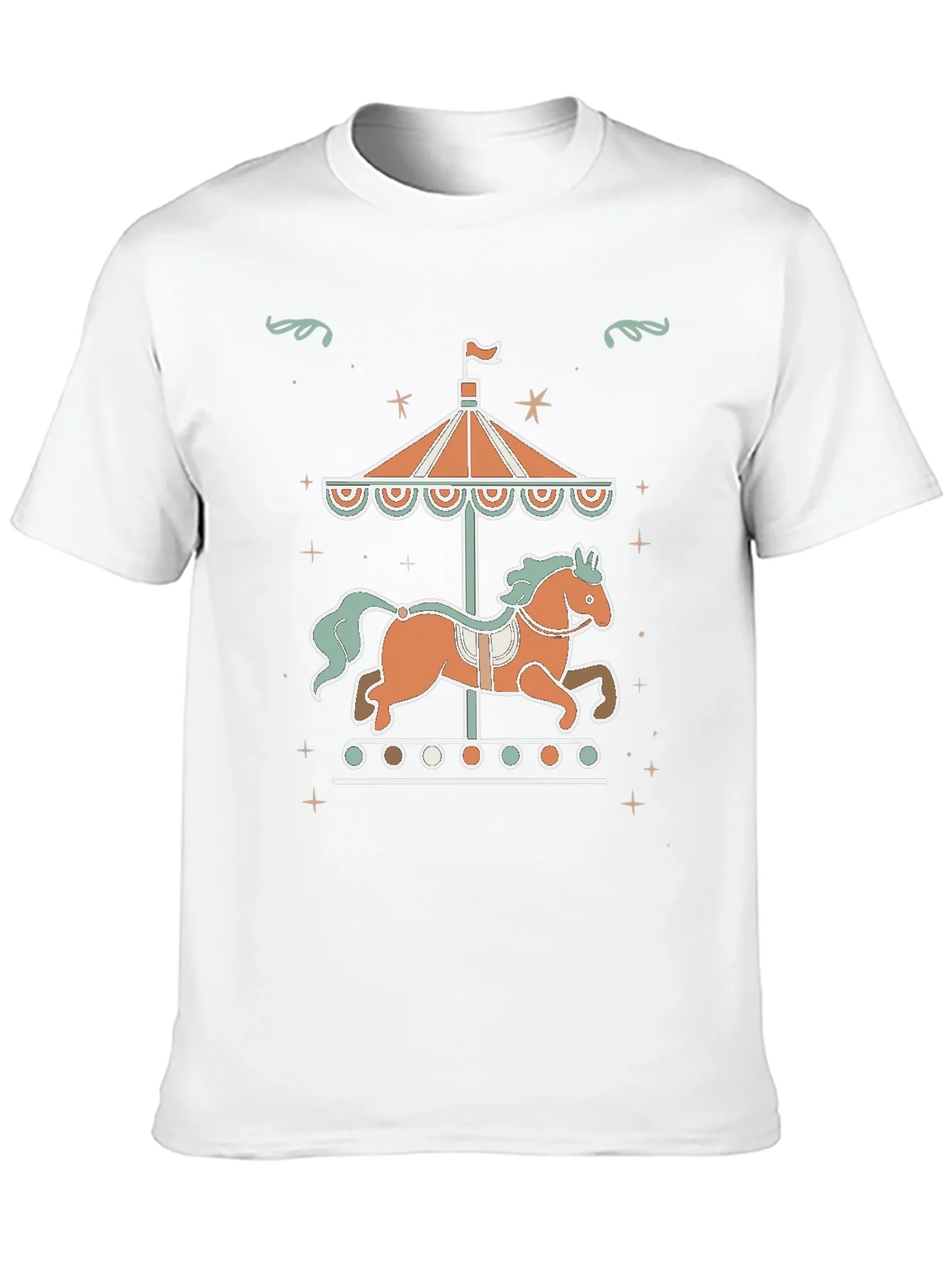 Carousel Horse Graphic Tee - Black Cotton Blend Shirt