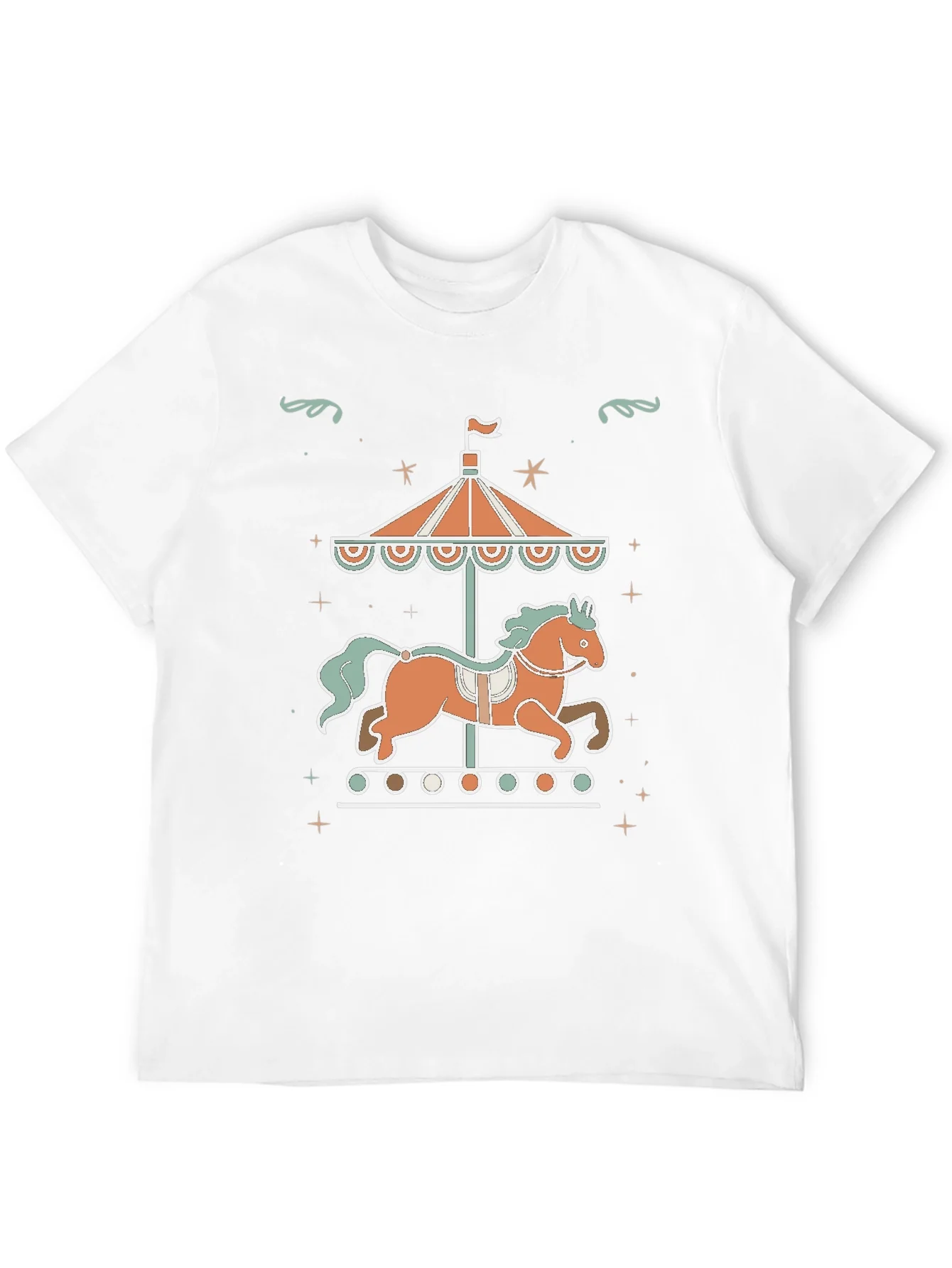 Carousel Horse Graphic Tee - Black Cotton Blend Shirt