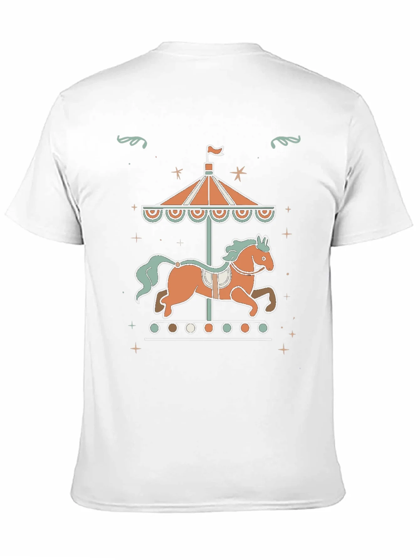 Carousel Horse Graphic Tee - Black Cotton Blend Shirt