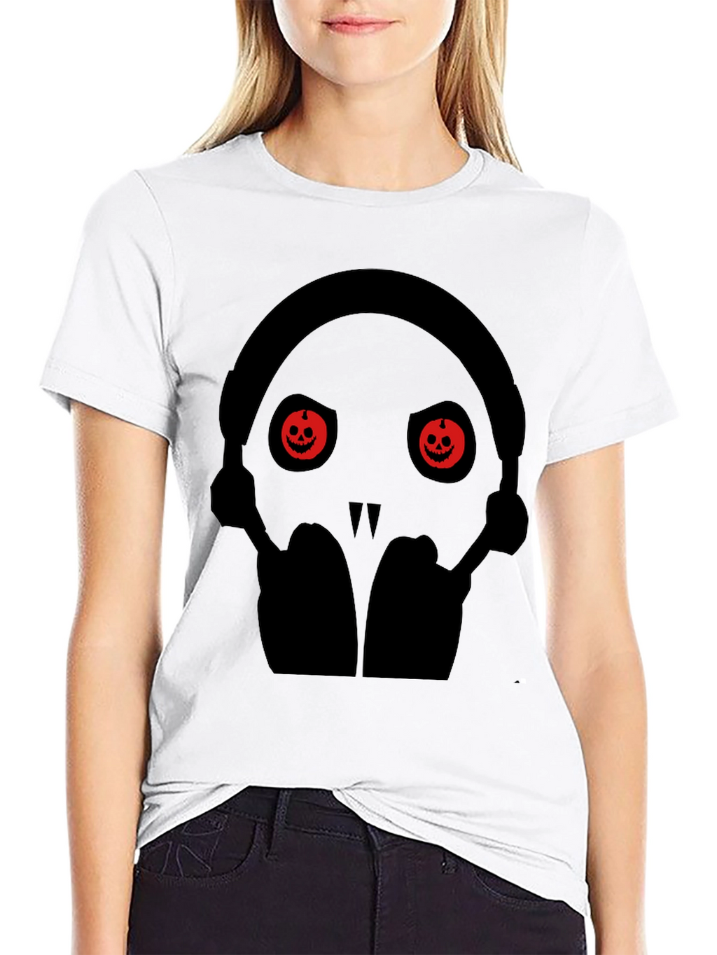 Skull with Pumpkin Eyes Halloween T-Shirt