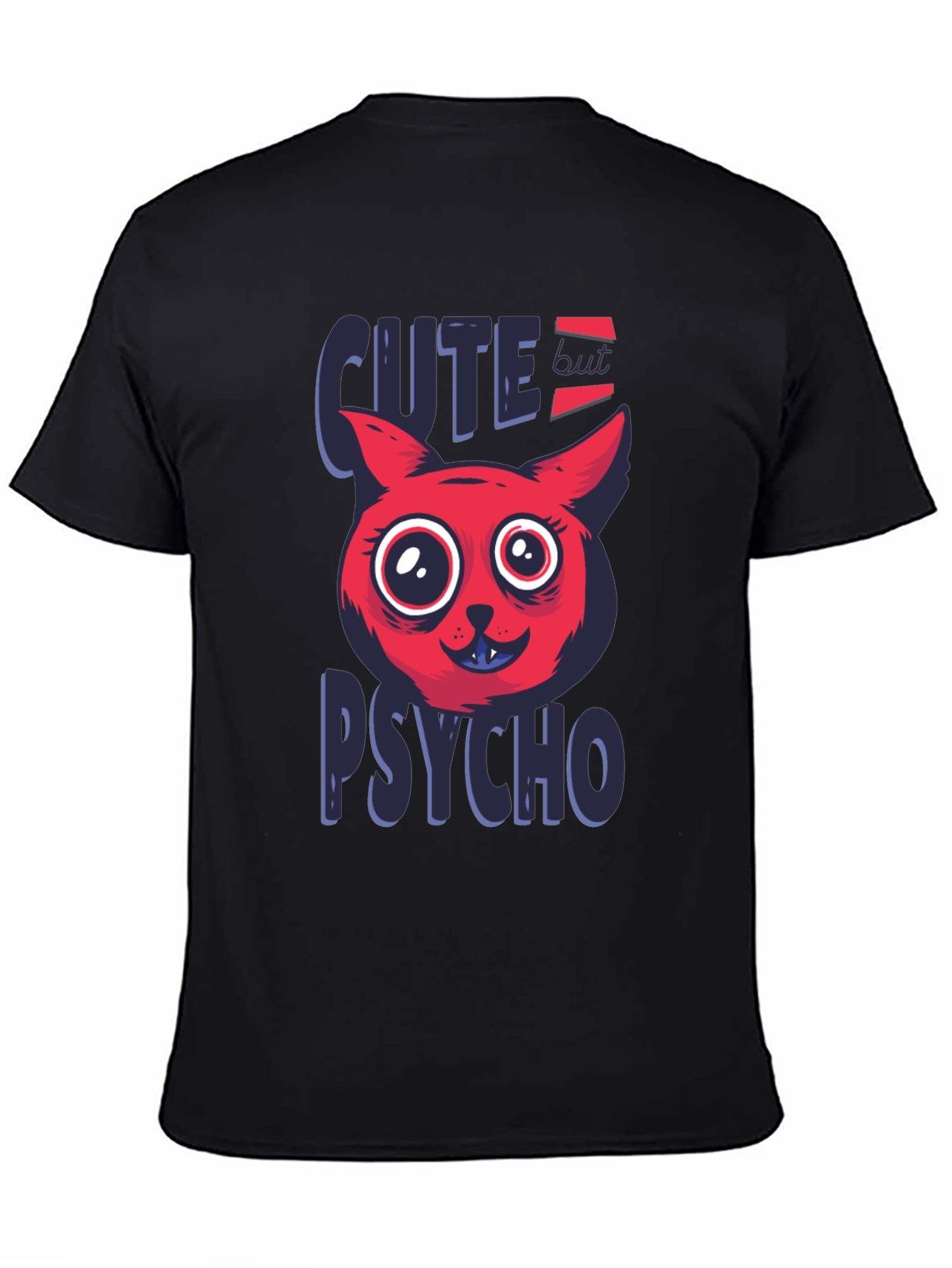 Cute But Psycho Cat Graphic Tee - Soft Black Cotton Blend