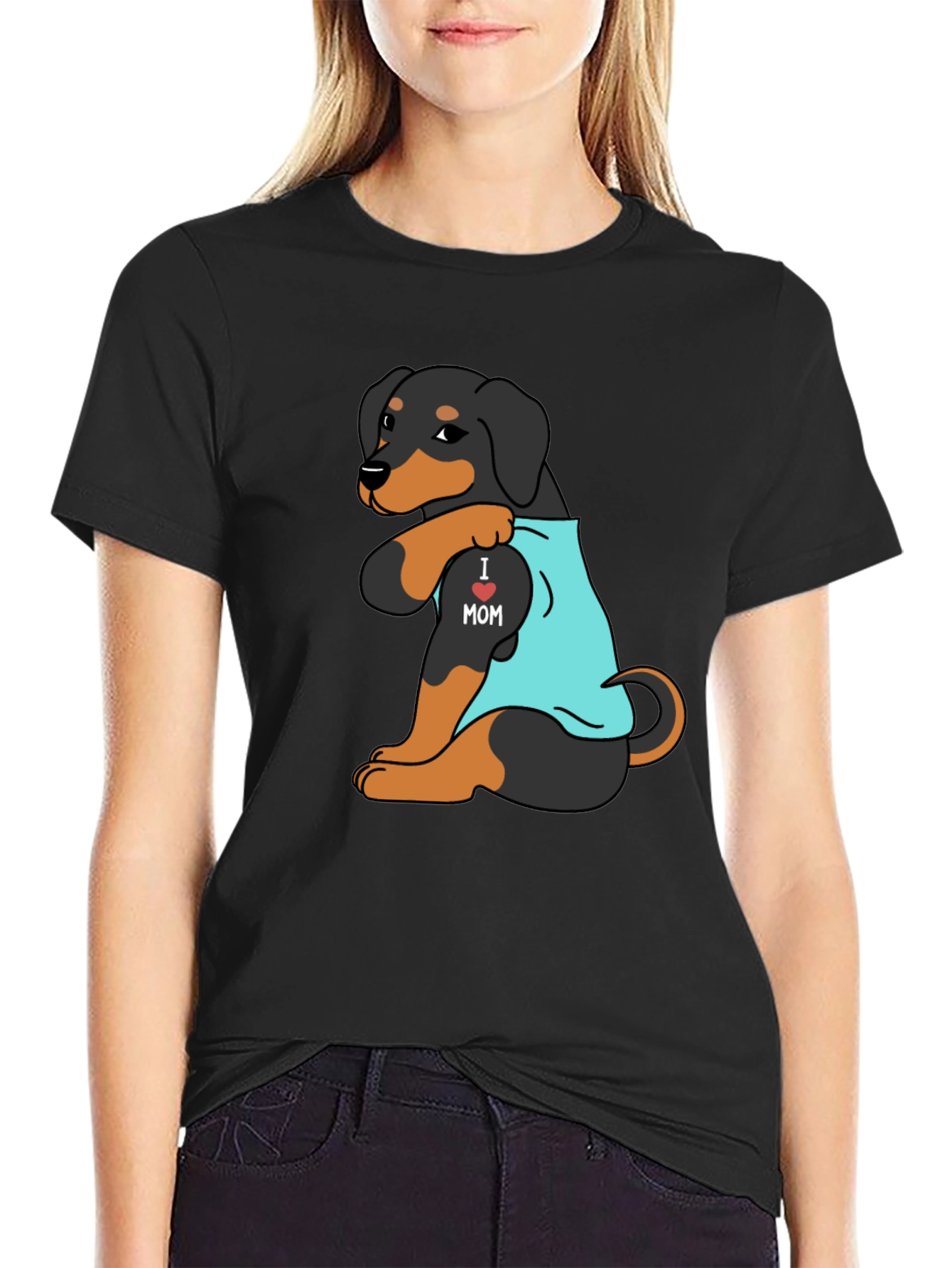 Dachshund I Heart Mom T-Shirt - Cute Dog Lover Gift