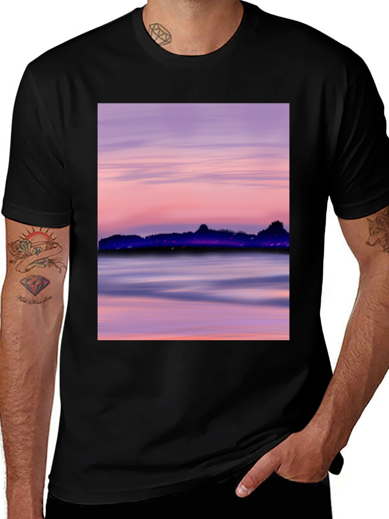 Sunset Scene Black T-Shirt