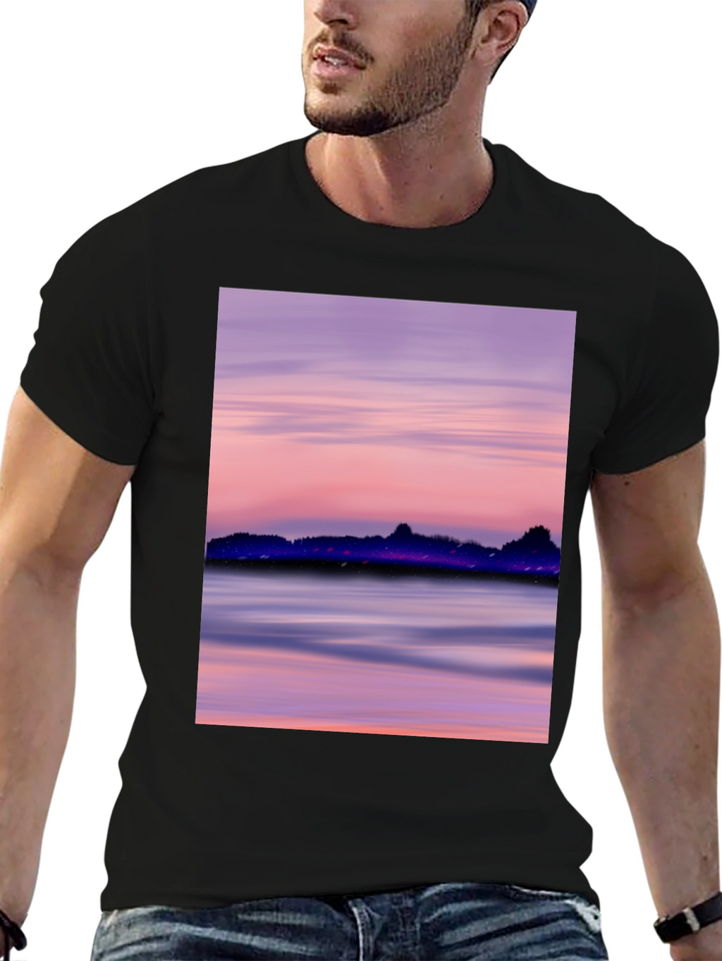 Sunset Scene Black T-Shirt