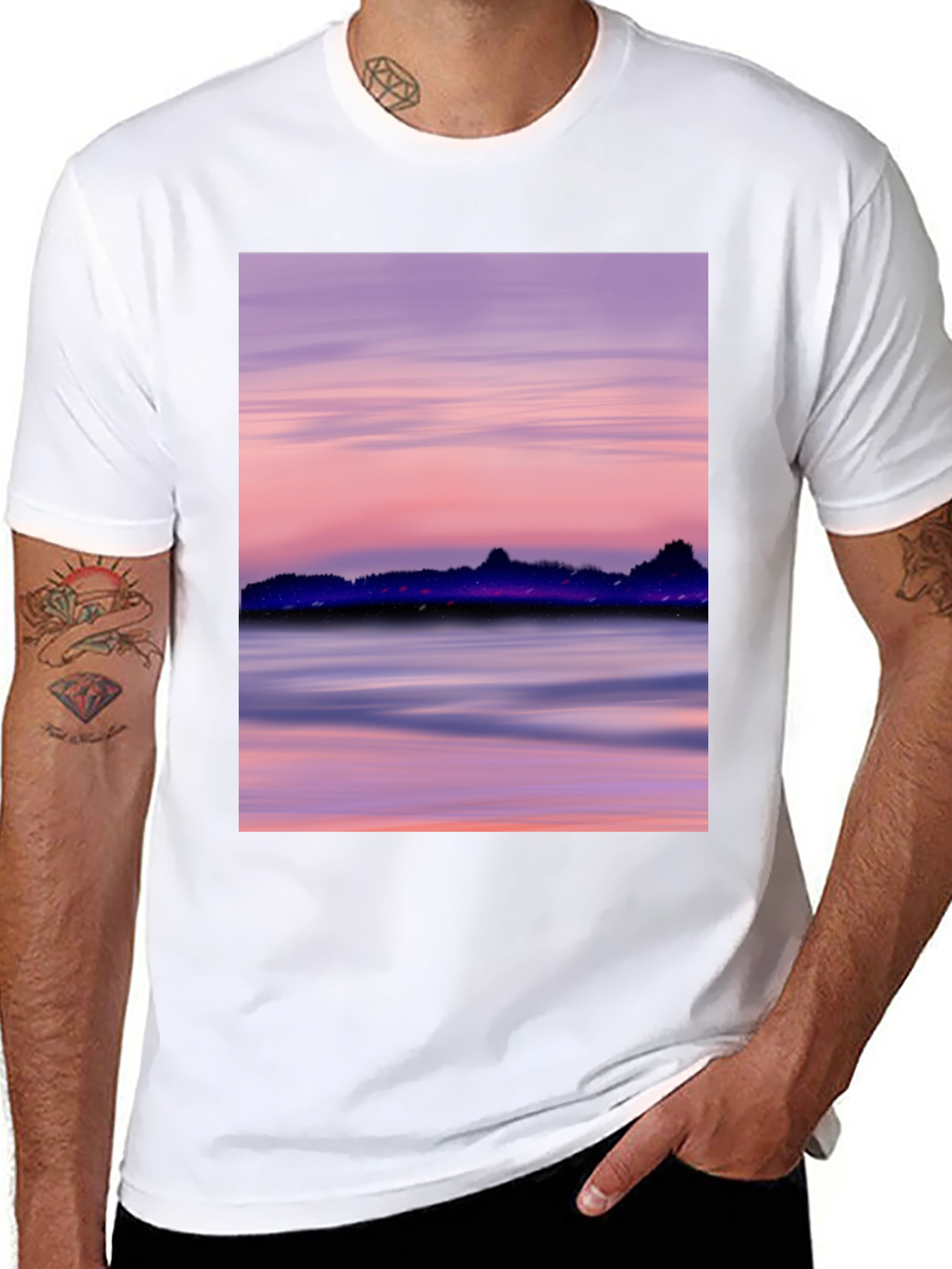 Sunset Scene Black T-Shirt