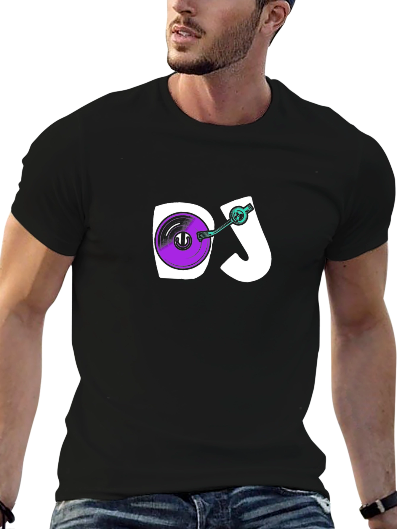 DJ Turntable Graphic Black T-Shirt