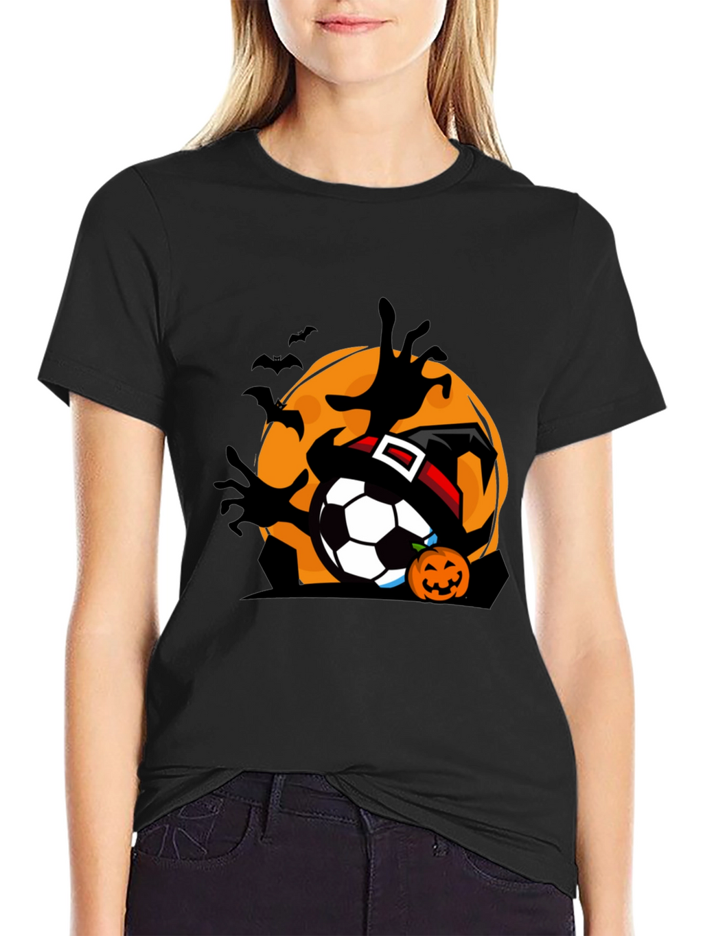 Halloween Soccer Black T-Shirt