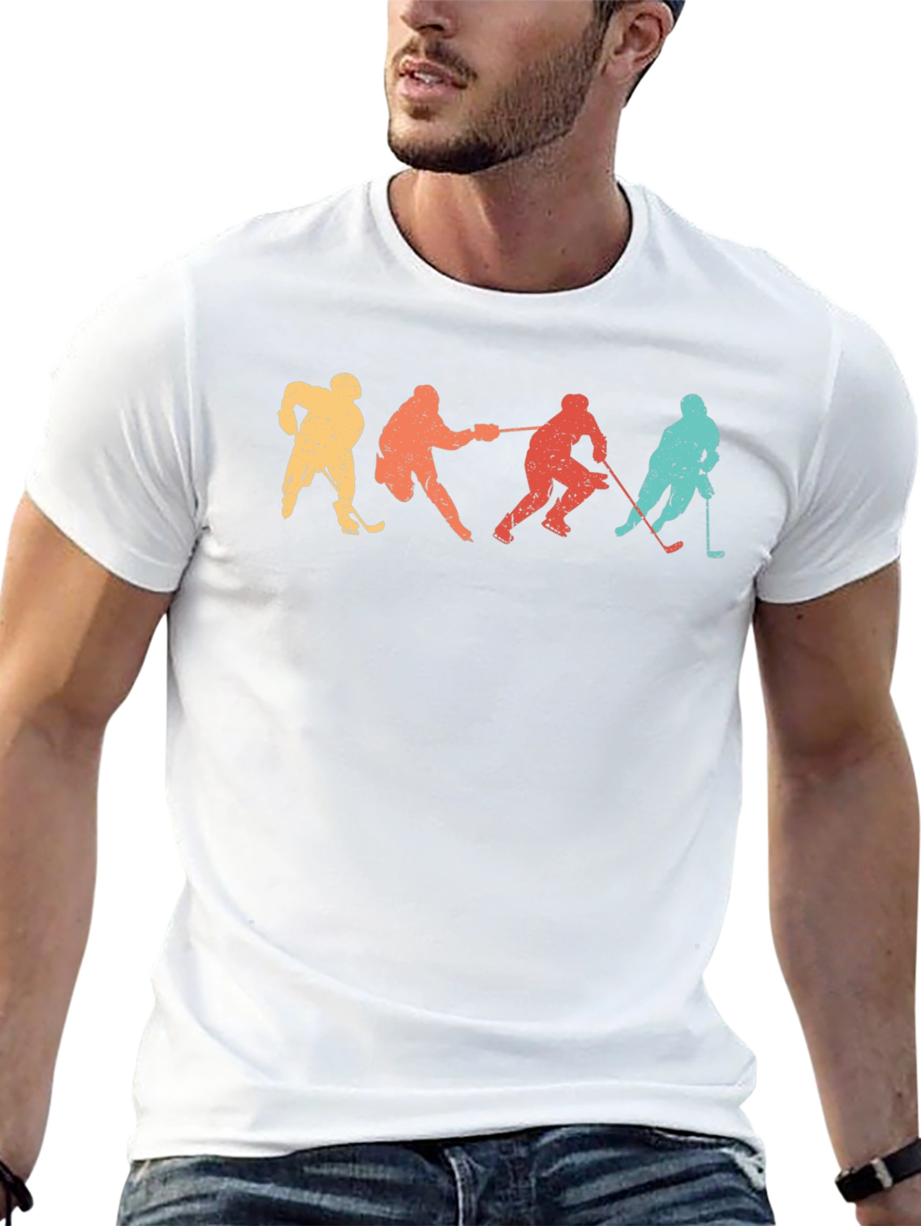 Retro Hockey Player Silhouette Graphic Tee