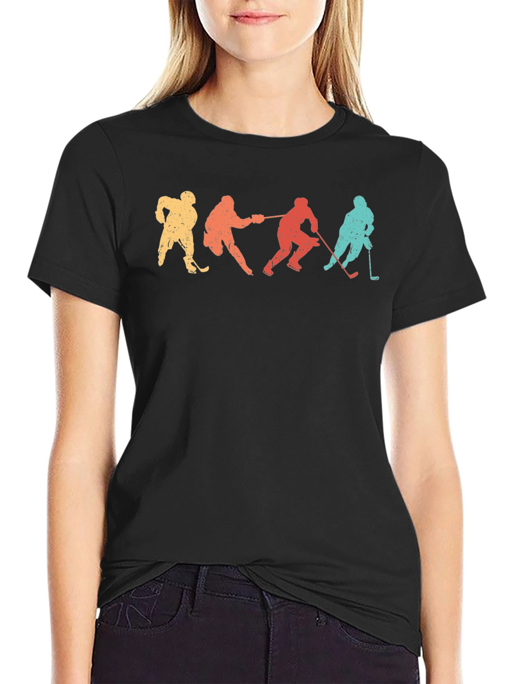 Retro Hockey Player Silhouette Graphic Tee