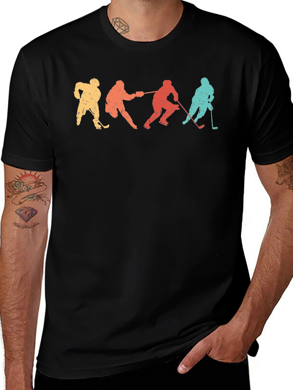 Retro Hockey Player Silhouette Graphic Tee