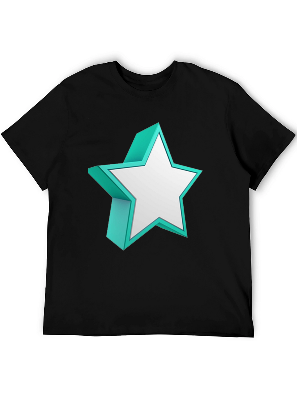 3D Star Graphic Tee - Modern Black T-Shirt