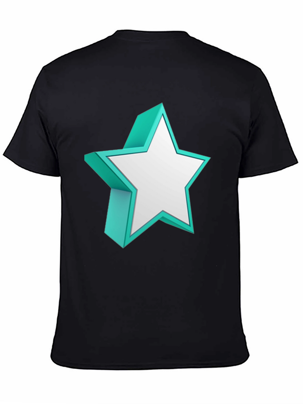 3D Star Graphic Tee - Modern Black T-Shirt