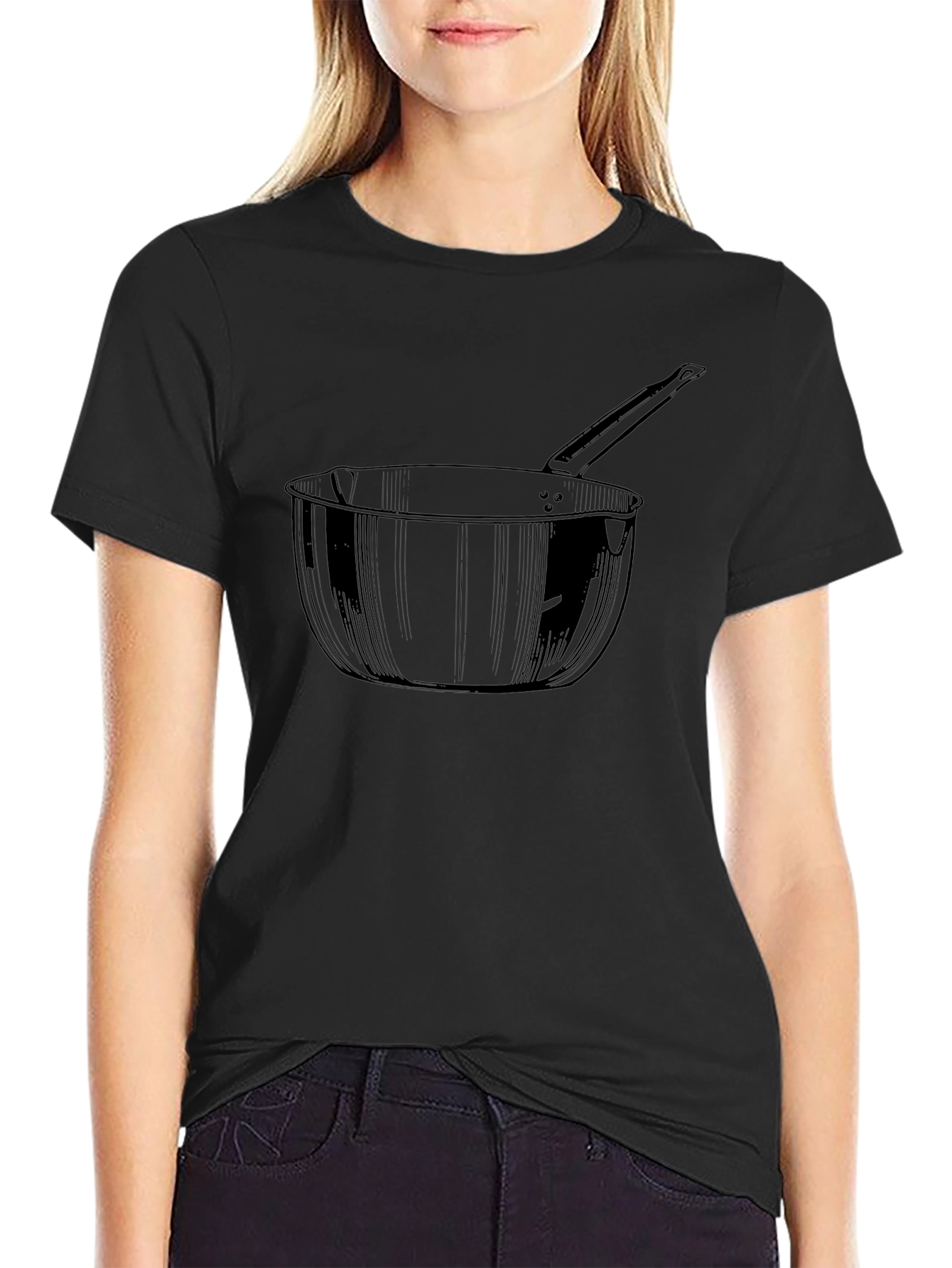 Pot Drawing Black T-Shirt - Unique Design