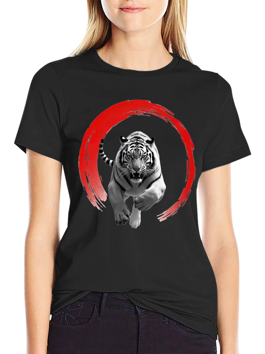 Tiger Print Black T-Shirt