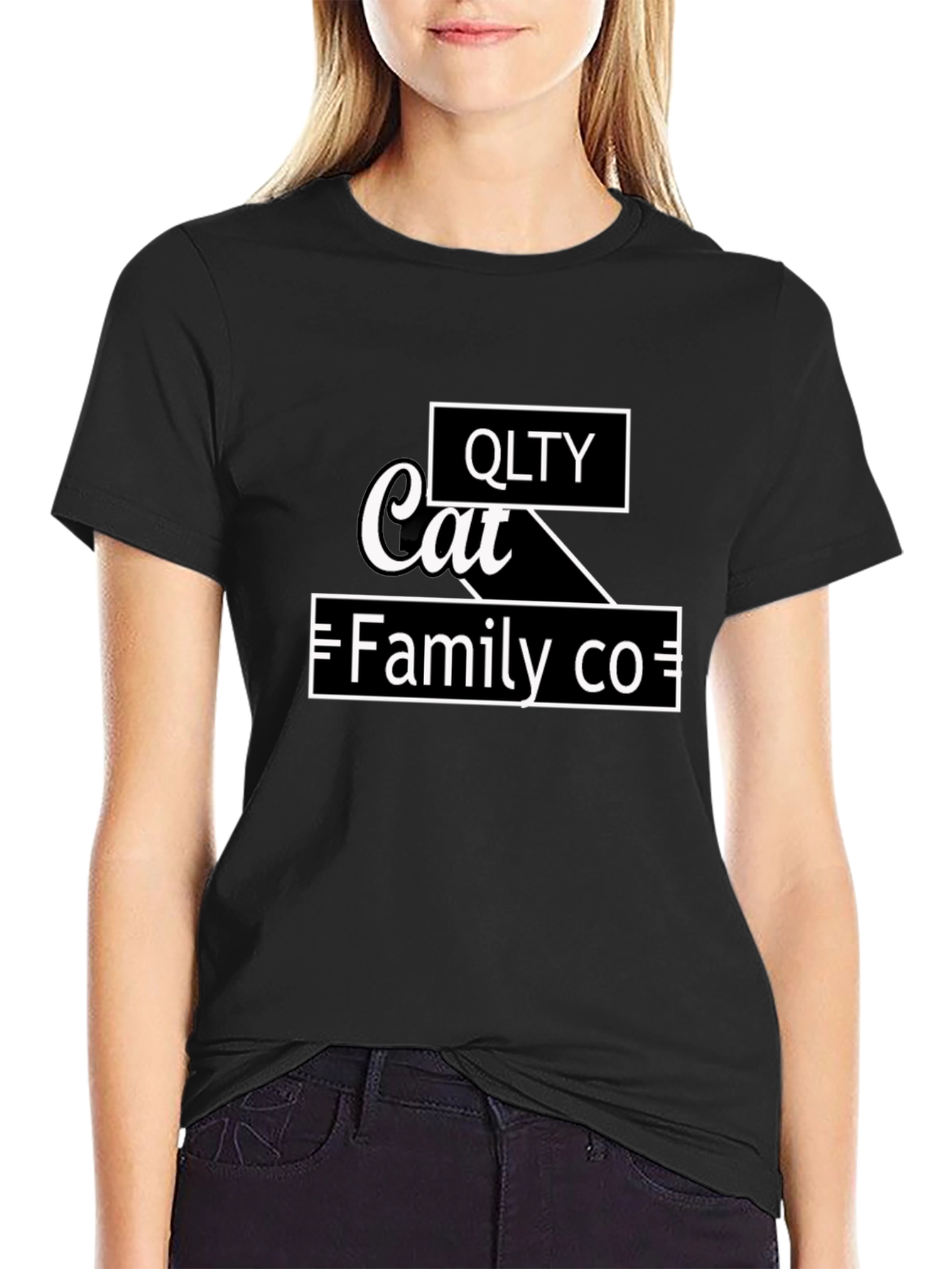 QLTY Cat Family Co. Black Graphic Tee
