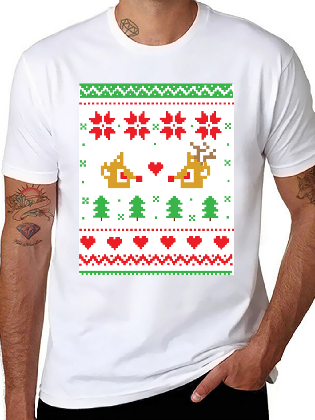 Pixelated Christmas Sweater T-Shirt