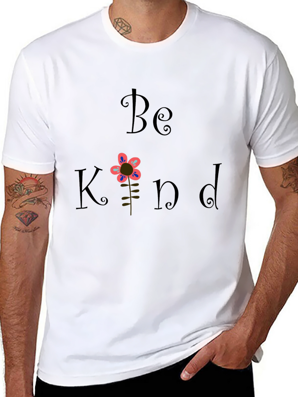Be Kind Flower Graphic T-Shirt - Black