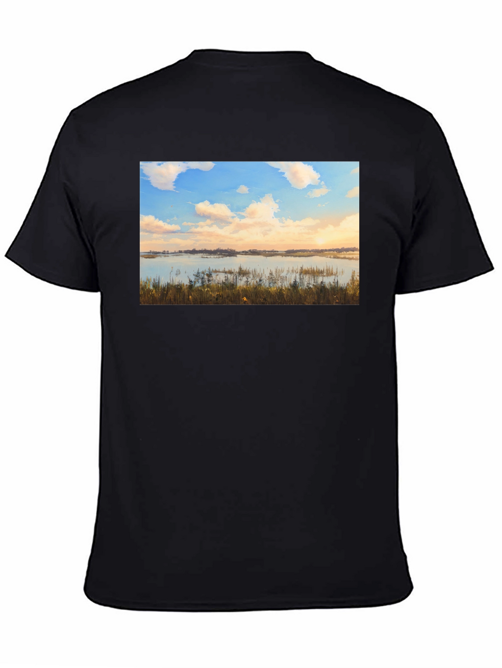 Scenic Lake View Graphic Tee - Black