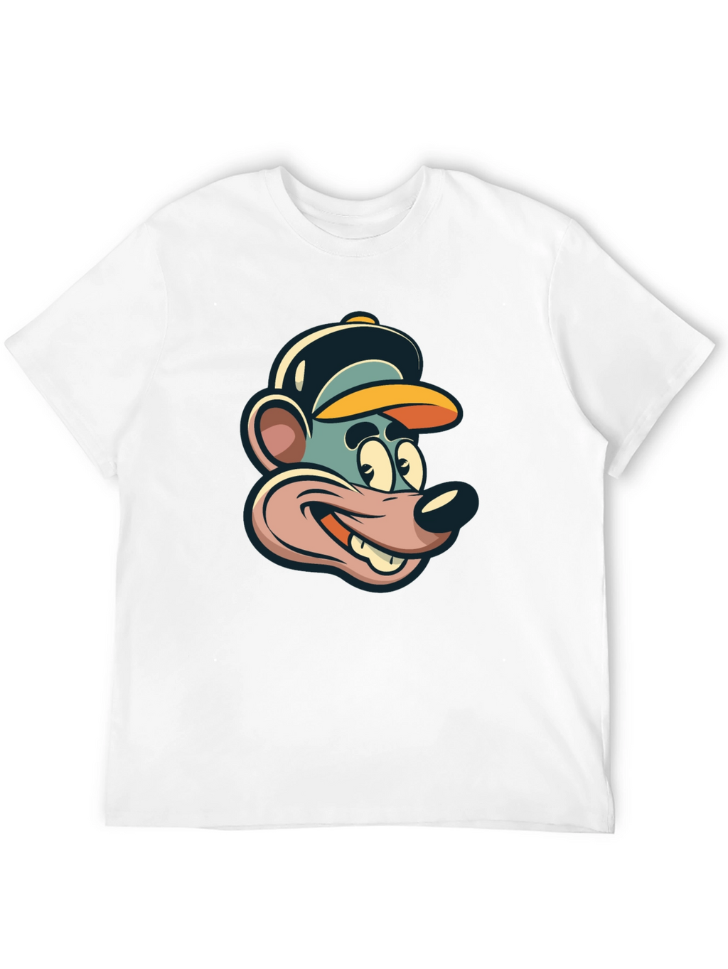 Cartoon Mouse Graphic Tee - Black Cotton T-Shirt