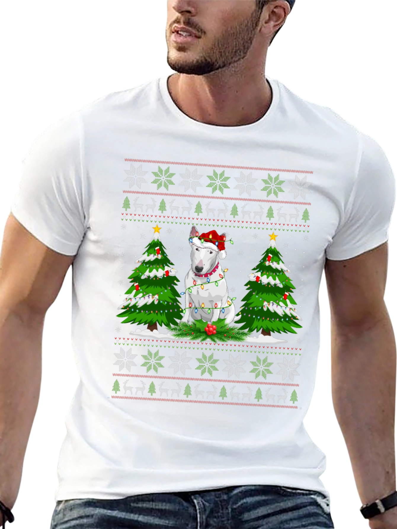Festive Bull Terrier Christmas Tree T-Shirt