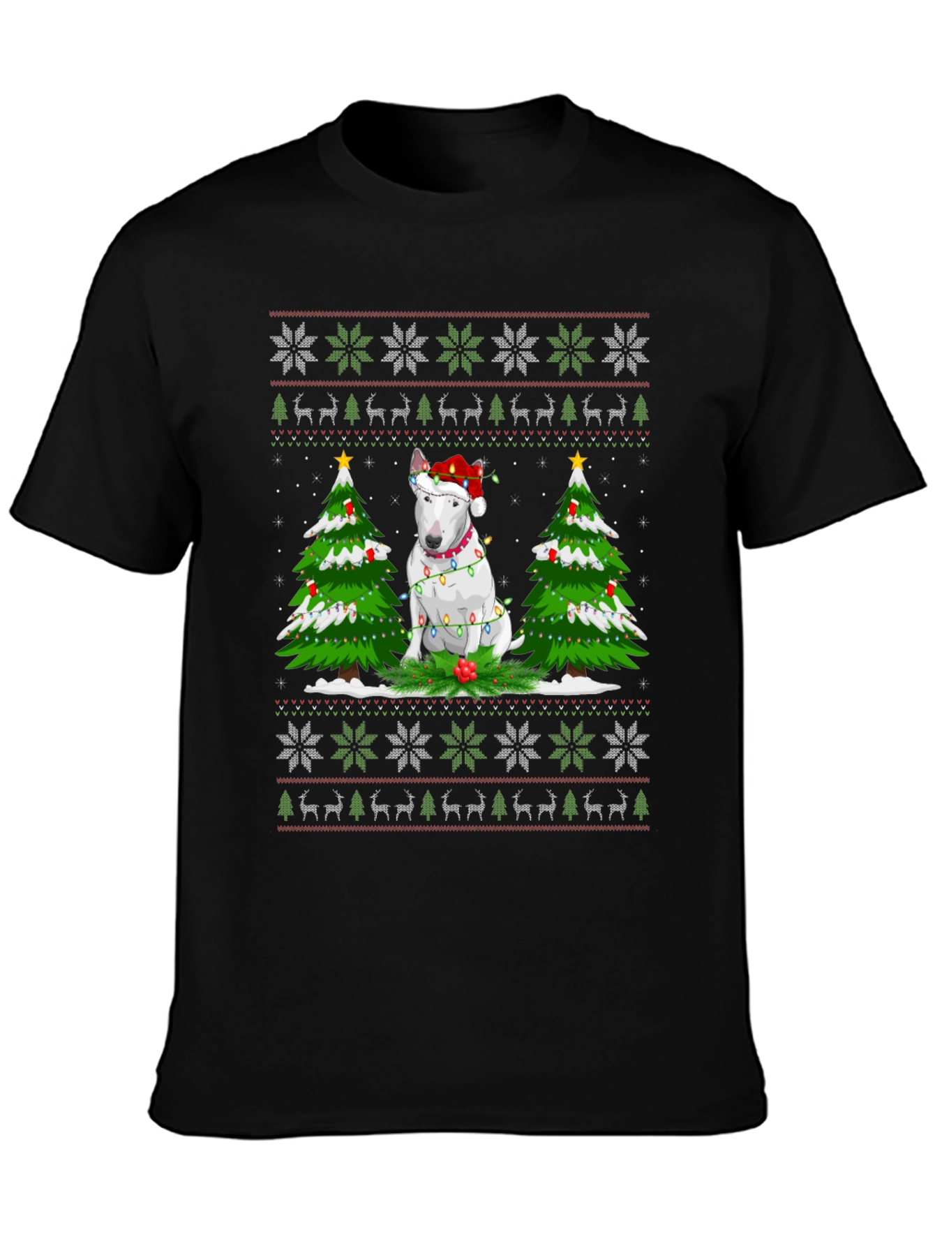 Festive Bull Terrier Christmas Tree T-Shirt