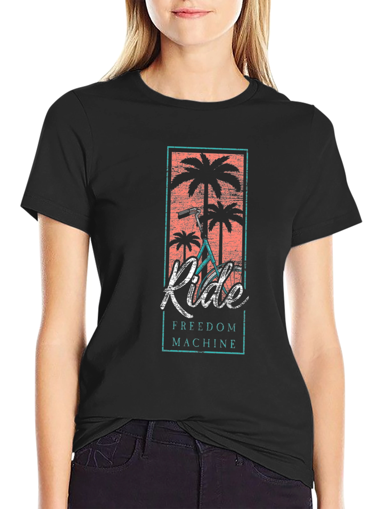 Ride Freedom Machine T-Shirt - Palm Tree Design