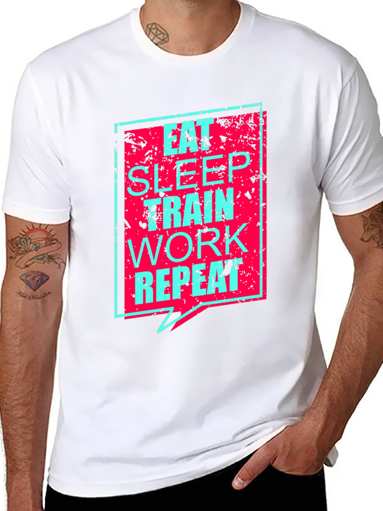 Eat Sleep Train Work Repeat Graphic Tee
