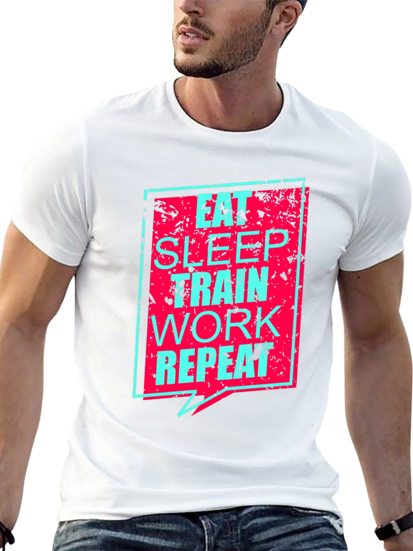 Eat Sleep Train Work Repeat Graphic Tee