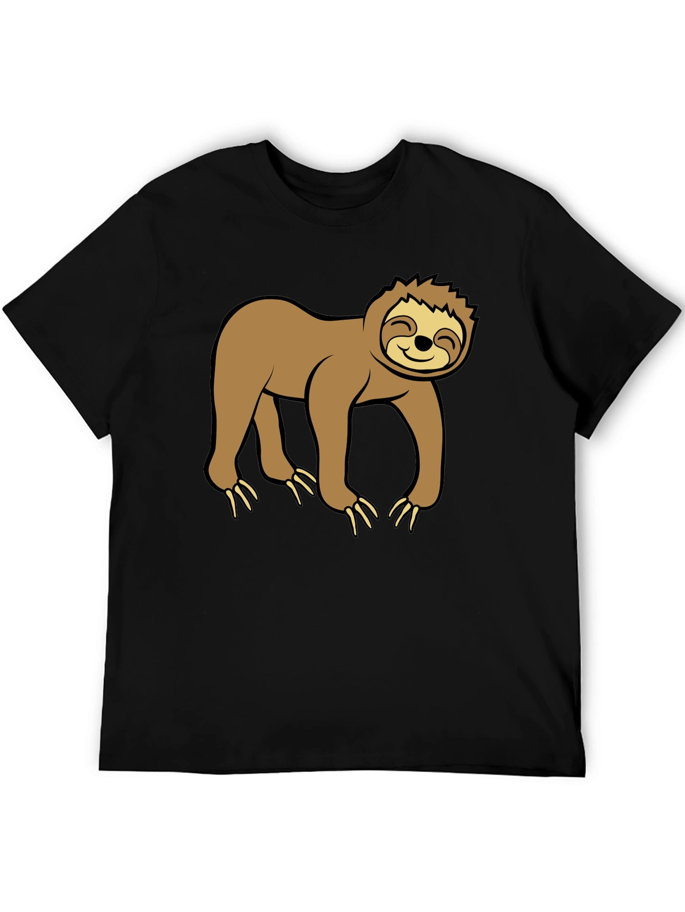 Cute Sloth Graphic Black T-Shirt