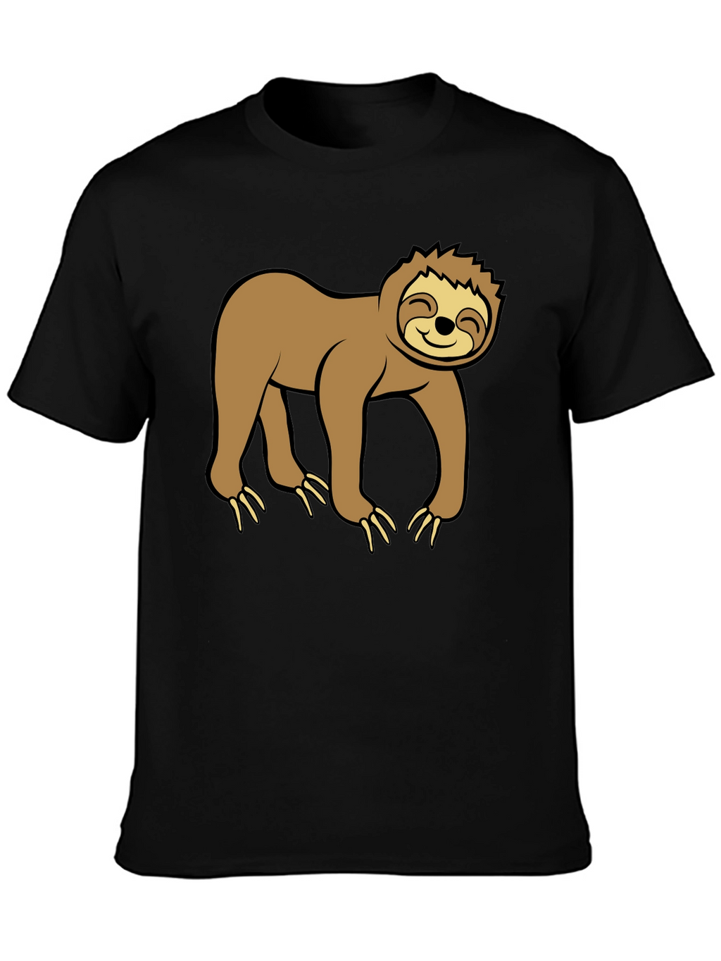 Cute Sloth Graphic Black T-Shirt
