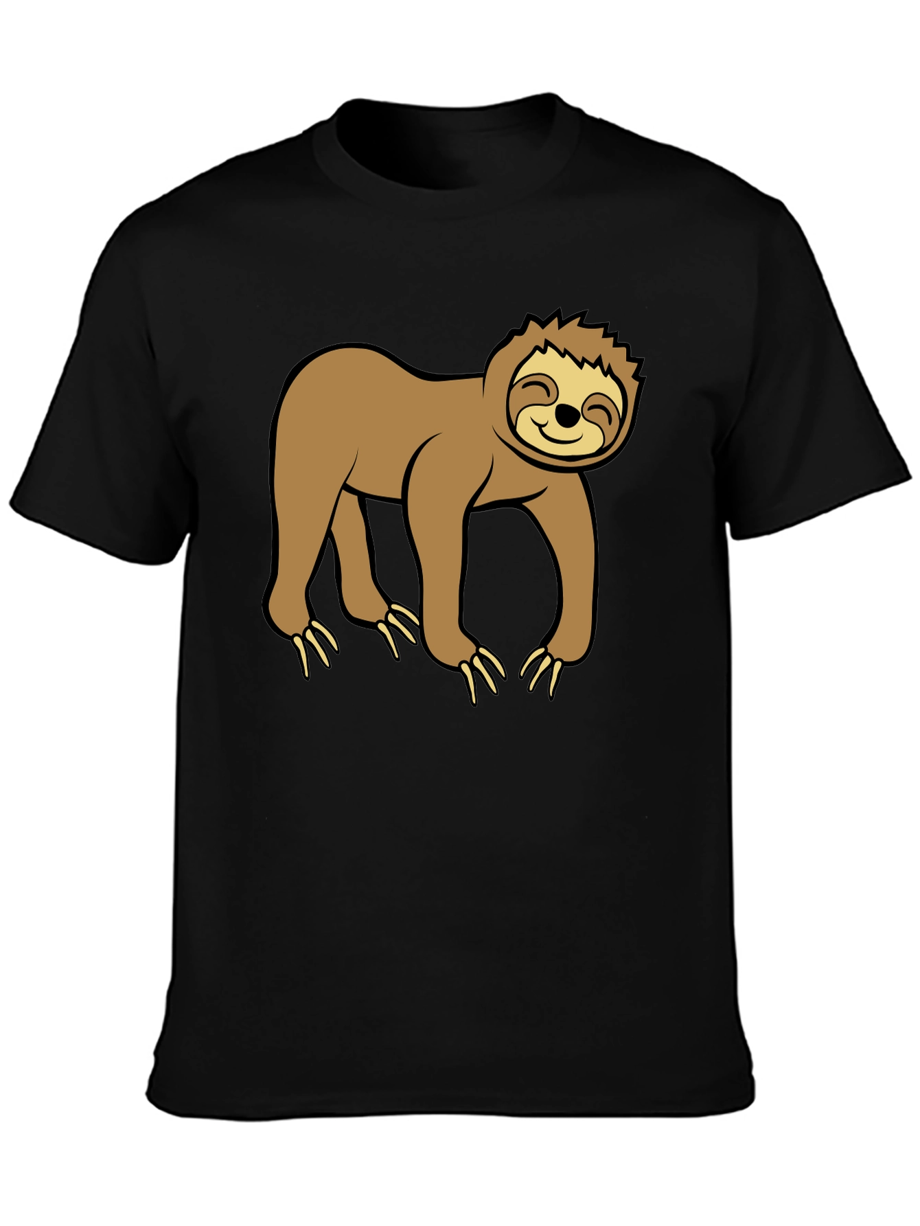 Cute Sloth Graphic Black T-Shirt