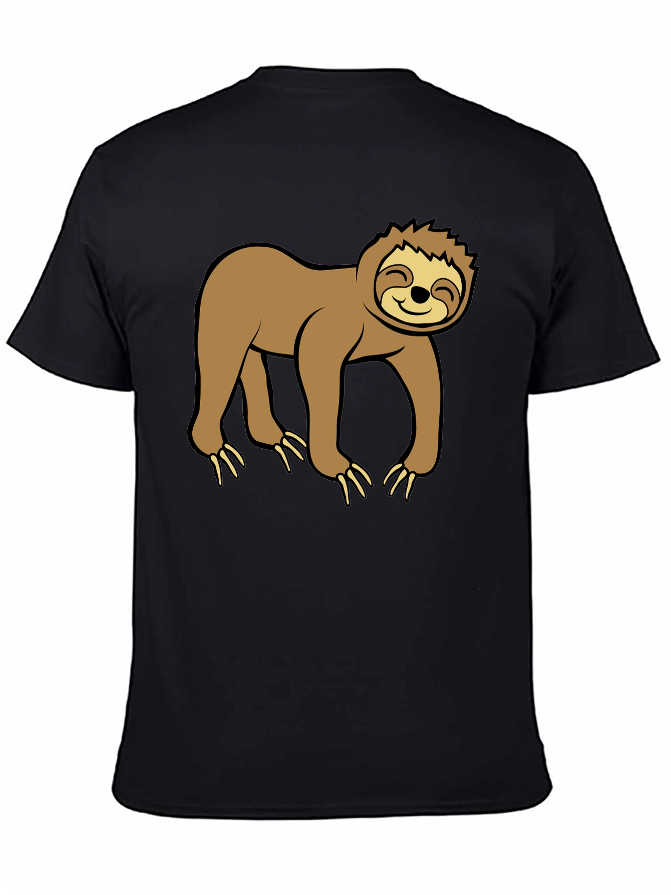 Cute Sloth Graphic Black T-Shirt