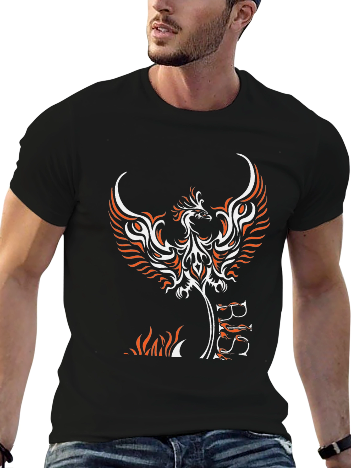 Phoenix Graphic Print Black T-Shirt