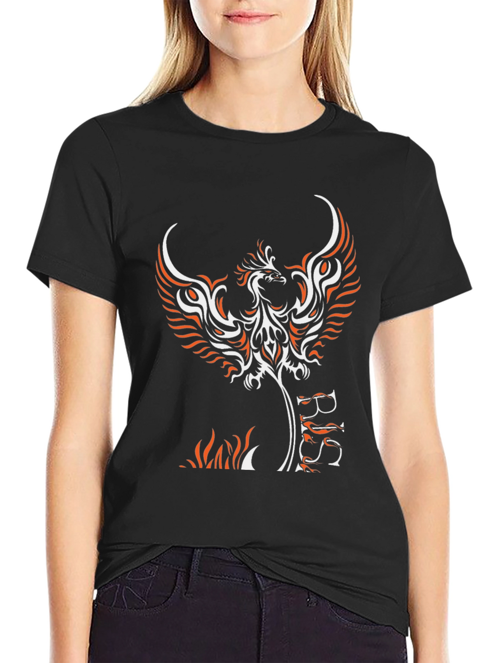 Phoenix Graphic Print Black T-Shirt